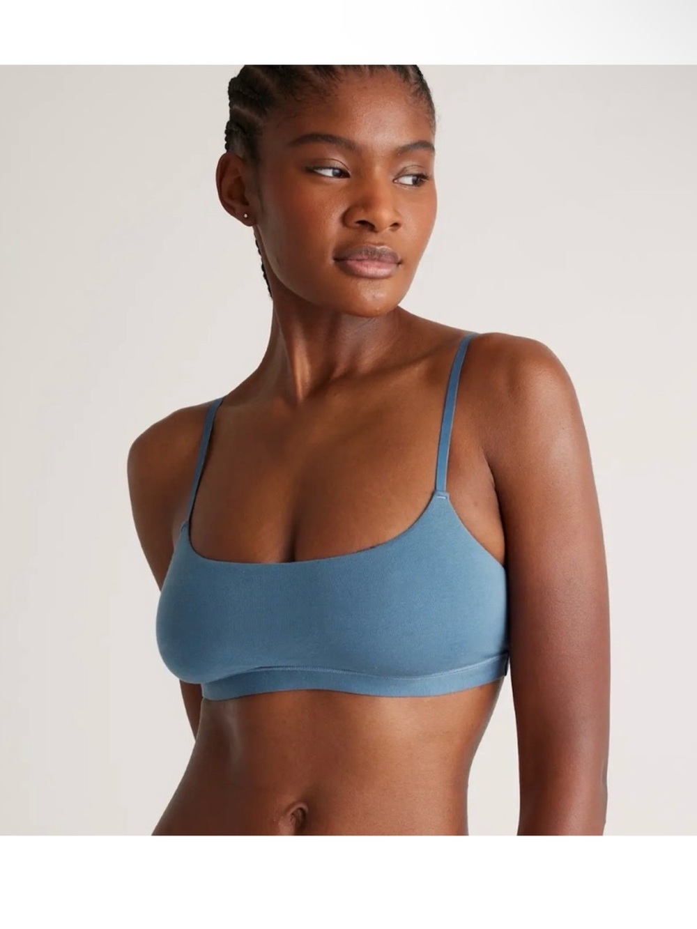 Quince Organic Cotton Scoop Bralette in Ocean  size Large  2 pack